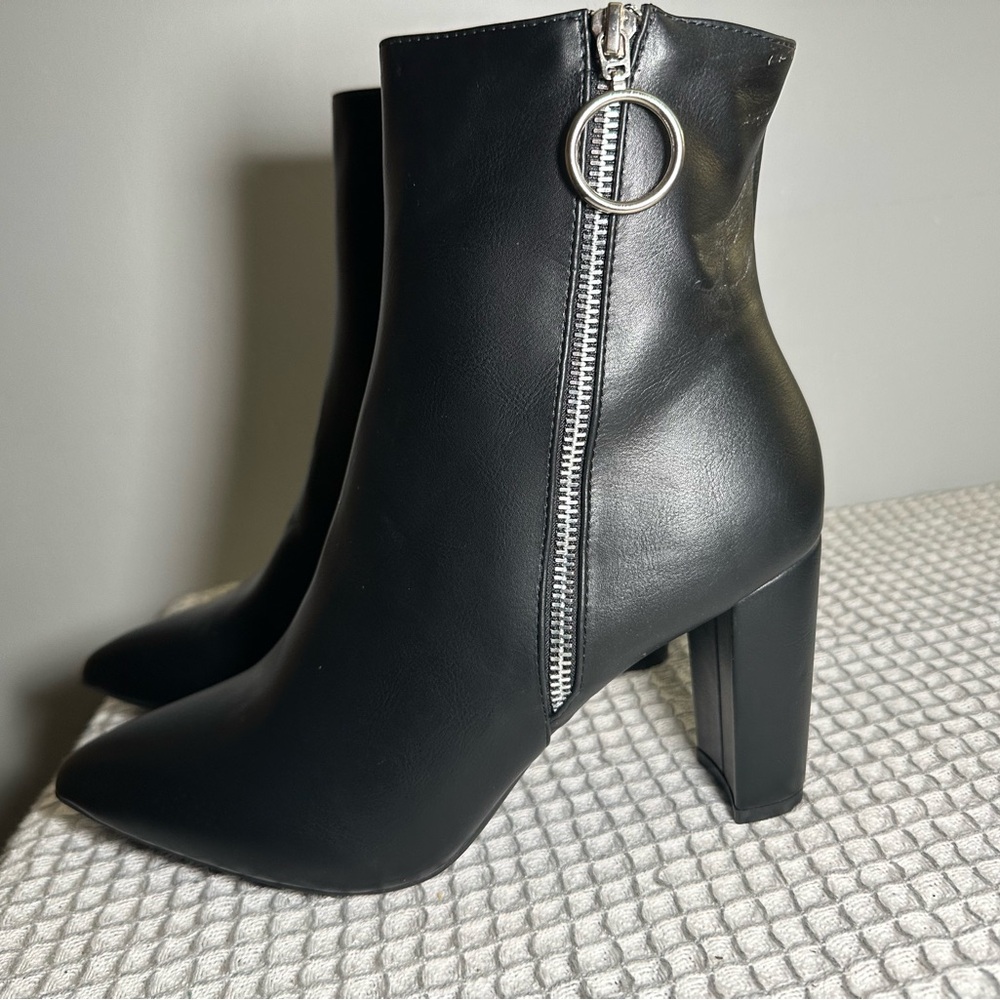 Black Ankle Boots with Zipper